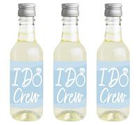 Big Dot of Happiness Set di 16 adesivi per etichette per bottiglie di vino e champagne, con scritta in lingua inglese "Dusty Blue Elegantly Simple - Mini etichette adesive per bottiglie di vino e champagne", regalo per feste o matrimoni, regalo per donne e