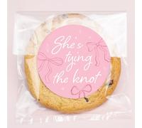 Big Dot of Happiness She's Tying the Knot - Adesivi con fiocco rosa e sacchetti trasparenti per biscotti, sacchetti in cellophane, 10,7 x 17,8 cm, addio al nubilato, bomboniere per caramelle o