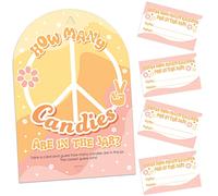 Big Dot of Happiness Stay Groovy - Gioco per feste con scritta "How Many Cardies Boho Hippie", 1 supporto e 40 carte