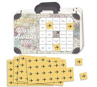 Big Dot of Happiness World Awaits - Carte e pennarelli - Gioco di bingo a tema viaggio - Set di 18