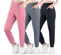 BIG ELEPHANT Confezione da 3 Pantaloni da Jogging per Bambine con Tasche, Pantaloni Sportivi a Vita Alta per Yoga e Corsa