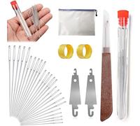Big Eye - Kit di aghi da cucito in acciaio inox 2025 per cucito a mano, 31 aghi in acciaio con occhio grande, lunghi e sottili, kit di aghi per cucito e cucito fai da te (31 pezzi)