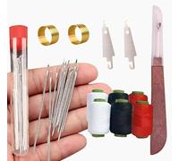 Big Eye - Kit di aghi da cucito in acciaio inox, 37 pezzi, aghi da cucito portatili con occhio grande, strumenti di riparazione a mano per principianti e uso quotidiano (34 pezzi)