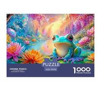 Big-eyed Frog by Water with Bright Blooms Puzzle Da 1000 Pezzi Dream Frog Giochi Di Puzzle Per La Famiglia Per Tutte Le Età 70x50cm/1000pcs
