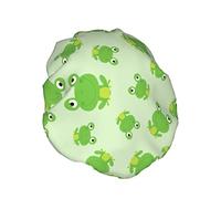 Big Eyes Frogs Beige Jirafa Gorro de ducha Mujeres Impermeable Reutilizable Forro de PEVA Dobladillo elástico ajustable para todo el cabello largo Gorro de baño
