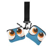 Big Eyes - Portafogli da donna con doppio cinturino da polso, motivo cartone animato, con portachiavi, per uso quotidiano, confezione da 2, grande, occhi, scuro, blu, cartone animato, 1 size, Casual