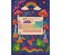 Big Fat Trippy Chemistry Grid Notebook: Psychedelic Graph Paper Journal with Periodic Table, Mushrooms, Frogs & Beakers - 7x10, 1/4 Inch Grid, 100 Pages