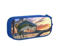 Big Fish - Astuccio portapenne con cerniera, grande capacità, per scuola, ufficio e viaggi, Blu, Taglia unica, Organizer per borse