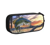 Big Fish - Astuccio portapenne con cerniera, grande capacità, per scuola, ufficio e viaggi, Nero , Taglia unica, Organizer per borse