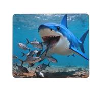 Big Fish Eats - Tappetino per mouse da gioco con base in gomma antiscivolo, per computer di casa, 20 x 26,2 cm