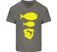 Big Fish Little Fish Scatola Di Cartone Musica Maglietta In Cotone A V Per Uomo