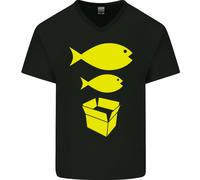 Big Fish Little Fish Scatola Di Cartone Musica Maglietta In Cotone A V Per Uomo