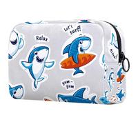 Big Fish - Trousse per cosmetici da donna, con motivo pesciolino che ingoia piccoli pesci, borsa da viaggio per articoli da toeletta grande, pratica borsa organizer con, Multi,