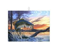 Big Fishprint - Tappetino scolapiatti assorbente, per cucina, antiscivolo, 45,7 x 61 cm