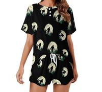 Big Foot Forest Moon - Set pigiama da donna a maniche corte e pantaloncini, 2 pezzi, Stile:, S