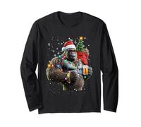 Big Foot Gorilla Santa Hat Drink Christmas Tree Christmas Pigiama Maglia a Manica