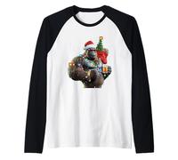 Big Foot Gorilla Santa Hat Drink Christmas Tree Christmas Pigiama Maglia con Maniche Raglan