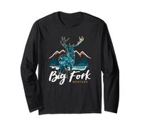 Big Fork Montana USA Elk Flathead Lake Vacanza Souvenir Maglia a Manica