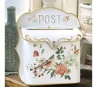 BIG FORTUNE Cassetta postale a parete per cassette postali esterne/supporto da parete per esterni, adatto per decorazioni in stile antico, in metallo, stile retrò con motivo a uccelli