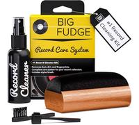 Big Fudge Kit per la pulizia dei dischi in vinile 4 in 1 - Include spazzola per dischi in velluto morbido antigraffio, spazzola per stilo, soluzione di pulizia XL e custodia