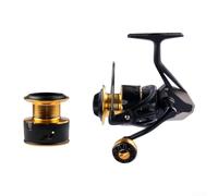 Big Game - Bobina da pesca in alluminio, con sistema di trascinamento da 10 kg, per pesca in acqua salata, capacità di 1000 m, colore: nero e oro
