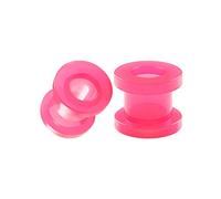 BIG GAUGES Coppia di gallerie di carne in acrilico rosa piercing esterno gioielli barella viti tappi per le orecchie lobo orecchini, non disponibile