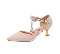 Big Girl Punta Chiusa Punta Punta Principessa Scarpe Gancio Fibbia Ragazze Tacco Alto Sandali per i più piccoli, rosa, 11 UK Child 3X-Narrow