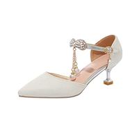Big Girl Punta Chiusa Punta Punta Principessa Scarpe Gancio Fibbia Ragazze Tacco Alto Sandali per i più piccoli, bianco, 12.5 UK Child 3X-Narrow