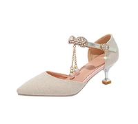 Big Girl Punta Chiusa Punta Punta Principessa Scarpe Gancio Fibbia Ragazze Tacco Alto Sandali per i più piccoli, Oro, 3.5 UK 3X-Narrow