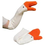 Big Gooses - Simpatici guanti lavorati a maglia a forma di animale, per donne e uomini, alla moda, caldi, isolanti, per clima freddo, inverno, uso esterno (lunghi bianchi), Bianco lungo., M