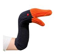 Big Gooses - Simpatici guanti lavorati a maglia a forma di animale, per donne e uomini, alla moda, caldi, isolanti, per clima freddo, inverno, uso esterno (lunghi bianchi), Lungo nero, M