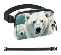 Big Headed Polar Bear-1565 Marsupio per uomini e donne, marsupio con tracolla regolabile, alla moda, borsa a tracolla ovunque, per viaggi all'aperto, corsa, escursionismo, multicolore, Multicolore,