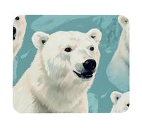 Big Headed White Polar Bear Mouse Pad Comodo Tappetino Scrivania Bordi Cuciti Mousepad per Gaming Pc Computer 25X30Cm