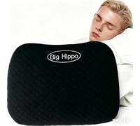 Big Hippo, cuscino da viaggio in memory foam, cuscino con fodera rimovibile, morbido cuscino da campeggio, comodo cuscino per pisolino, per scuola, ufficio, viaggi, campeggio, colore nero (1 pezzo)