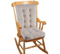 Big Hippo Cuscino per sedia a dondolo con schienale alto, spessore 8 cm, con nastri, morbido cuscino per sedia a sdraio con schienale basso, colore beige