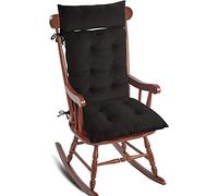 Big Hippo Cuscino per sedia da giardino con schienale alto, morbido, spessore 8 cm, con schienale basso, per casa, ufficio, seggiolino auto, sedia da giardino, colore nero