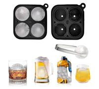 Big Ice Cube Bowl, SilverChry Ball - Stampo per cubetti di ghiaccio 3D con coperchio a imbuto, in silicone, per gelato, whisky, cocktail, succhi di frutta, gelato, candela (1, grigio, 4 palline)