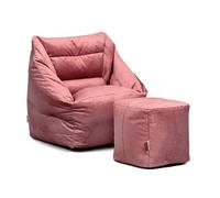 Big Joe Aurora - Set di pouf con poltrona a sacco, velluto tostato malva, morbido poliestere, 1,1 m