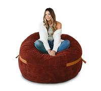 Big Joe Fuf - Grande poltrona a sacco imbottita in schiuma con rivestimento rimovibile, color terracotta profonda, peluche a filo, 1,2 m grande