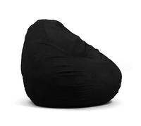 Big Joe Lotus - Poltrona a sacco imbottita in schiuma a forma di goccia, con rivestimento rimovibile, in peluche nero, 1,2 m grande