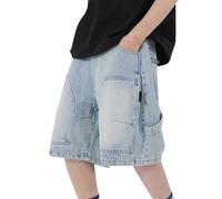 Big Little Boys Jeans Shorts Estivi Bambini Elastico in Vita Baggy Patchwork Lunghezza al Ginocchio ermuda Denim Shorts 4-15 Anni