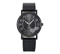 Big Mesh Orologi da donna Orologio San Valentino Ragazze Oro Donna Movimento Rosa Cuore Quarzo Cintura Orologio Da Polso Giorno Orologio Da Donna Senza Batteria Orologi per Uomo, Nero , One Size