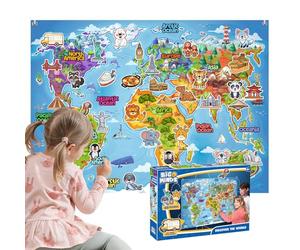 Big Minds- Tappeto Gioco Bambini Paesi Del Mondo | Giochi Montessori 4 Anni Educativi | Pannello Sensoriale Velcro 48 Figure | Giochi Bambini 4 Anni | Idee Regalo | Regalo Bambino 5 Anni