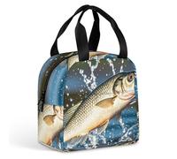 Big Mouth Bass Bites Bait Borsa per il pranzo per donne e uomini, borsa termica portatile con manico, a prova di perdite, riutilizzabile, per lavoro, picnic, viaggi