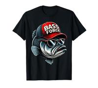 Big Mouth Bass Force Fish, cappello da camionista rosso, da pescatore Maglietta
