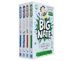 Big Nate Series 4 Books Collection Set By Lincoln Peirce (Strikes Again, Goes for Broke, on a Roll & The Boy with the Biggest Head in the World)