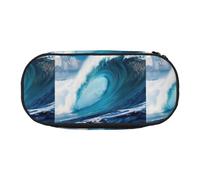 Big Ocean Wave - Astuccio unisex con stampa HD, design compatto per matite, piccoli oggetti, cerniera a doppia testa, Nero , Taglia unica, Astuccio per trucchi