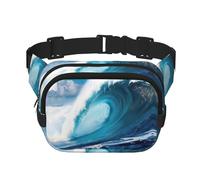Big Ocean Wave HD Print Square Double Layer bag Marsupio Trendy Pack Travel Bag con Bel Regolabile, nero, Taglia unica