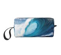 Big Ocean Wave HD stampa Viaggio Toiletry Bag, Pencil Bag Canvas Makeup Bags Borse multiuso cosmetici con cerniera, bianco, Taglia unica