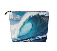 Big Ocean Wave Hd Versatile Travel Makeup Bag Travel Pouch con cerniera Accessori Organizer, Nero , Taglia unica, Beauty case